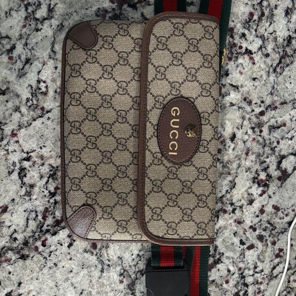 Gucci Beige and Brown Logo Crossbody Bag